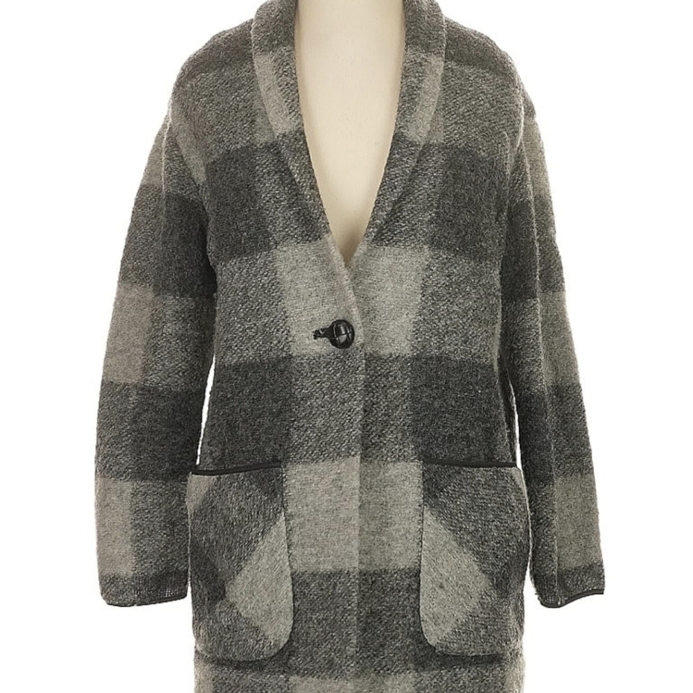 Aritzia Wilfred Free Off Duty Wool Jacket Gray Plaid XS - Picture 5 of 11
